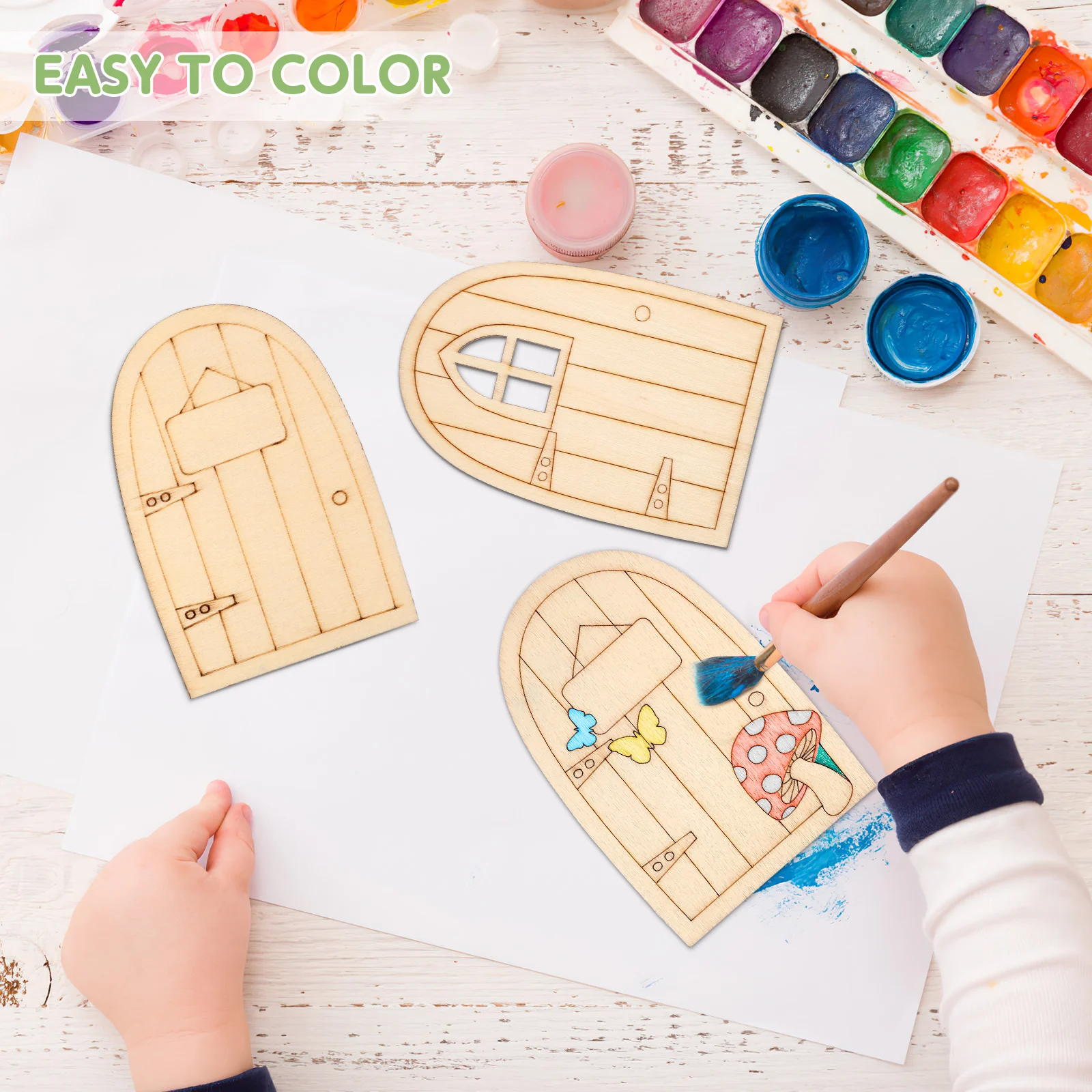 

36 Pcs Wooden Fairy Door Creative Decoration Mini Ornaments Set for Home Office Craft Projects Small Tree Accessories