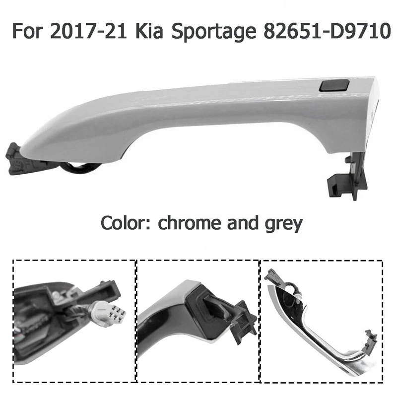 1Pair Outside Door Inductive Handle Have Button 82651-D9710 82661D9710 For Kia Sportage 2016-2021 Pull Handle Catch Trim