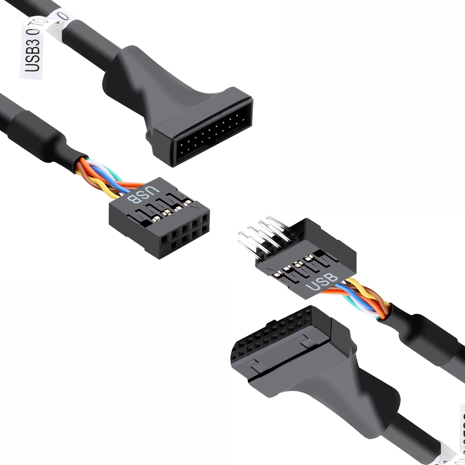Motherboard Internal USB 3.0 19Pin/20Pin to USB 2.0 9Pin Connector Converter Adapter Extension Cable for Desktop Computer