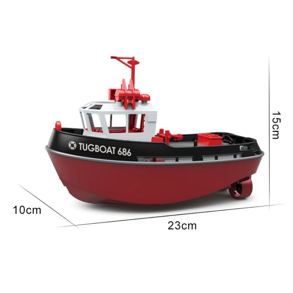 JIKEFUN 686 Rc Boat 2.4G 1/72 Powerful Dual Motor Long Range Wireless Electric Remote Control Tugboat Model Toys for Boys Gift
