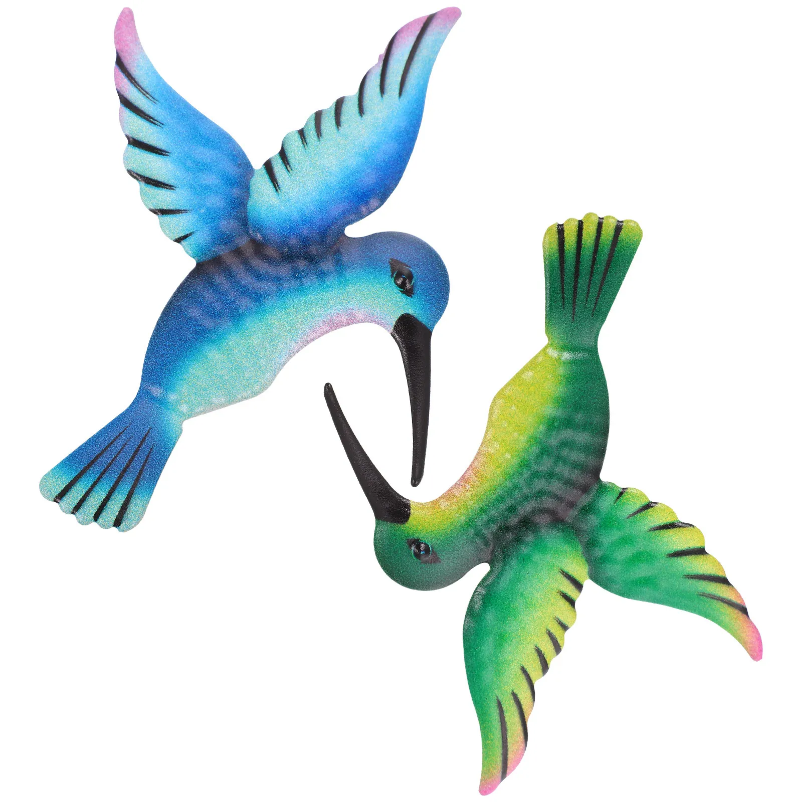2 Pcs Bird Shaped Pendant Ornaments Colorful Metal Adornment Decor for Home Outdoor