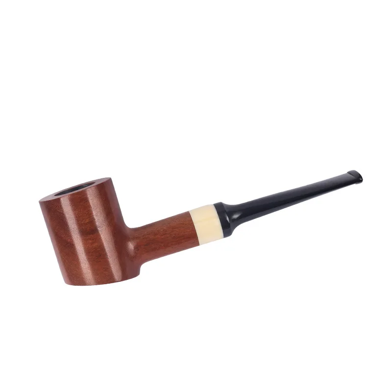 Wood 9mm Filter Flue Tobacco Pipe Retro Gentleman Bent Type Handle Handmade Smoking Pipe With Accessory Old Dad\'s Gift