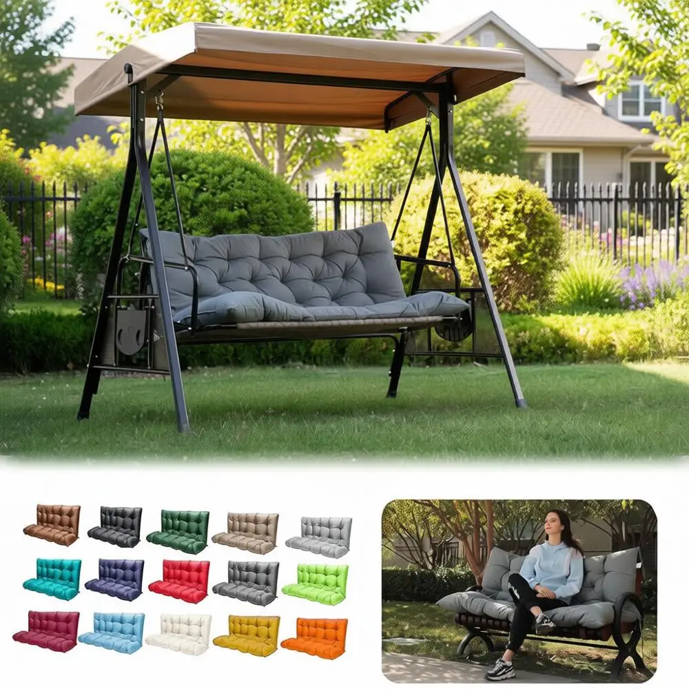 

Подушка для 3-местных уличных качелей с подголовником, водонепроницаемая и с креплением, идеально подходит для мебели на веранду, в саду или на заднем дворе (светло-серый, 60x)