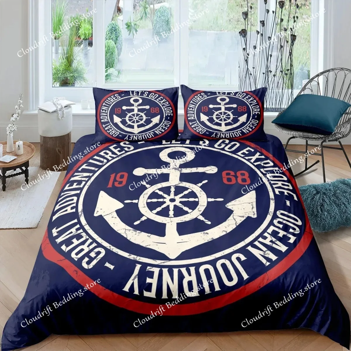 

Home Textiles Luxury 3D Anchor Print Duvet Cover Set Pillowcase Bedding Set Full Queen King Size