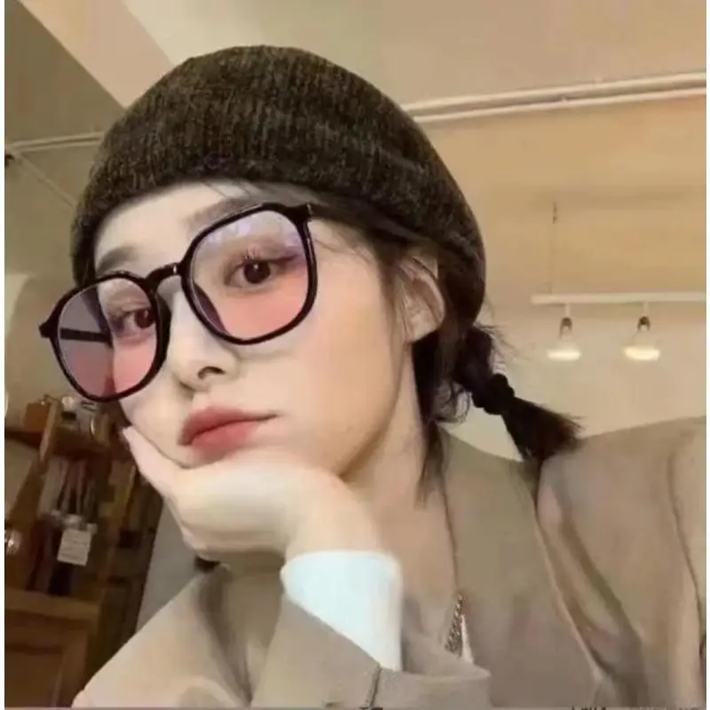 Modische Koreanische Brille Y2K Farbverlauf Rosa Blush-Gläser Transparente Große Eckige Brillen für Frauen und Studentinnen – Detail 11