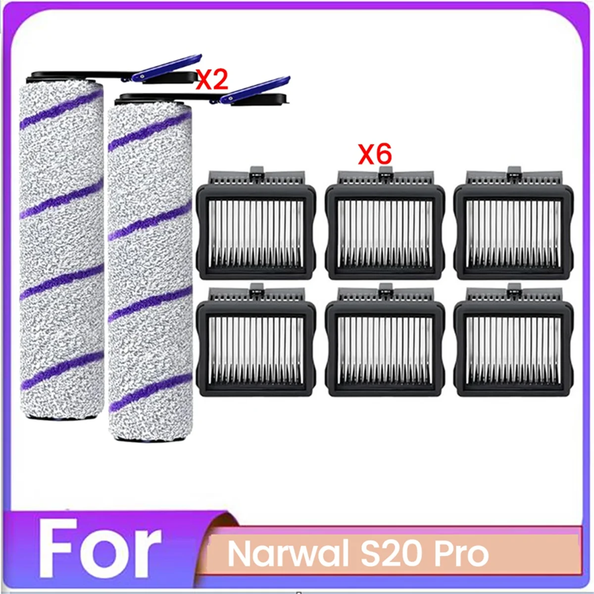 ABXHH piezas de aspiradora para NARWAL S20 Pro accesorios para aspiradoras en seco y húmedo incluyen filtros HEPA y rodillos de cepillo