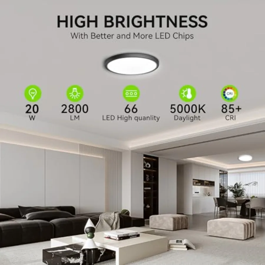 LED Flush Mount Ceiling Light, 9inch High Bright 2800lm, Super Slim LED Ceiling Light Fixture, Ceiling Light for Bedroom, Livin