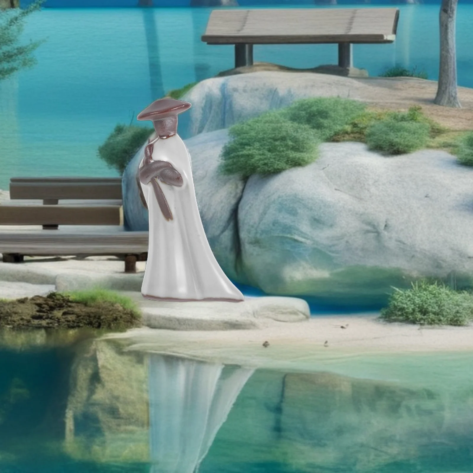 

Japanese Samurai Miniature Ceramic Statue Artistic Design Bonsai Rockery Decor Living Room Garden Sculpture Terrarium Decor