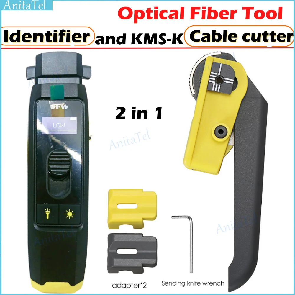 FWD-01 2 in 1Optical Fiber Identifier And KMS-K Cutter  Li-battery Chargable Live Fiber Detector VFL 10mw Visual Fault Locator