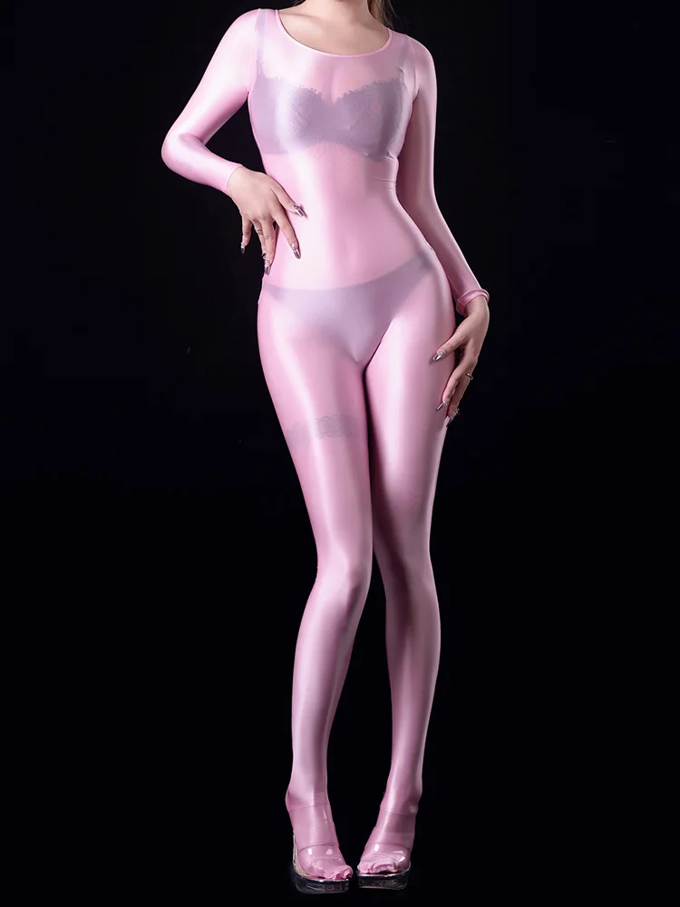 

Сексуальные женские масляные глянцевые блестящие эластичные боди для йоги, моделирующие колготки, облегающие комбинезоны, шелковистые атласные комбинезоны, трико для горничной