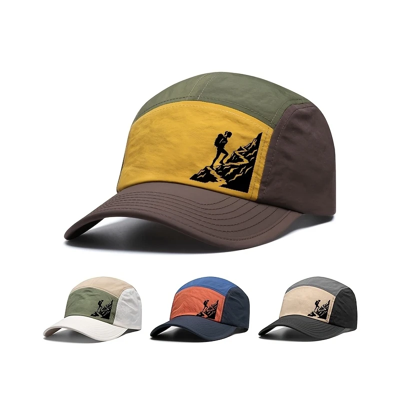 Men Color-Blocked Baseball Cap Spring/Summer Slightly Curved Outdoor Hiking Quick-Dry Peaked Hat