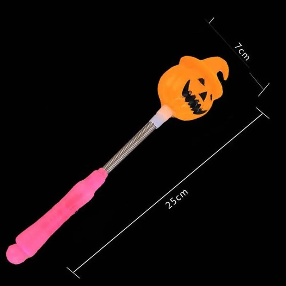 4 stuks LED Pompoen Handlantaarn Knipperende Sticks Light Up Wand Halloween Lantaarn Pompoen Hand Stok Speelgoed Cartoon