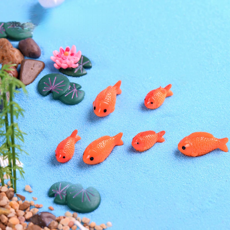 8pcs DIY Decorative Goldfish Lotus Figurines Red Fish Miniature Simulation Animals Model Aquarium Decor House Decorations