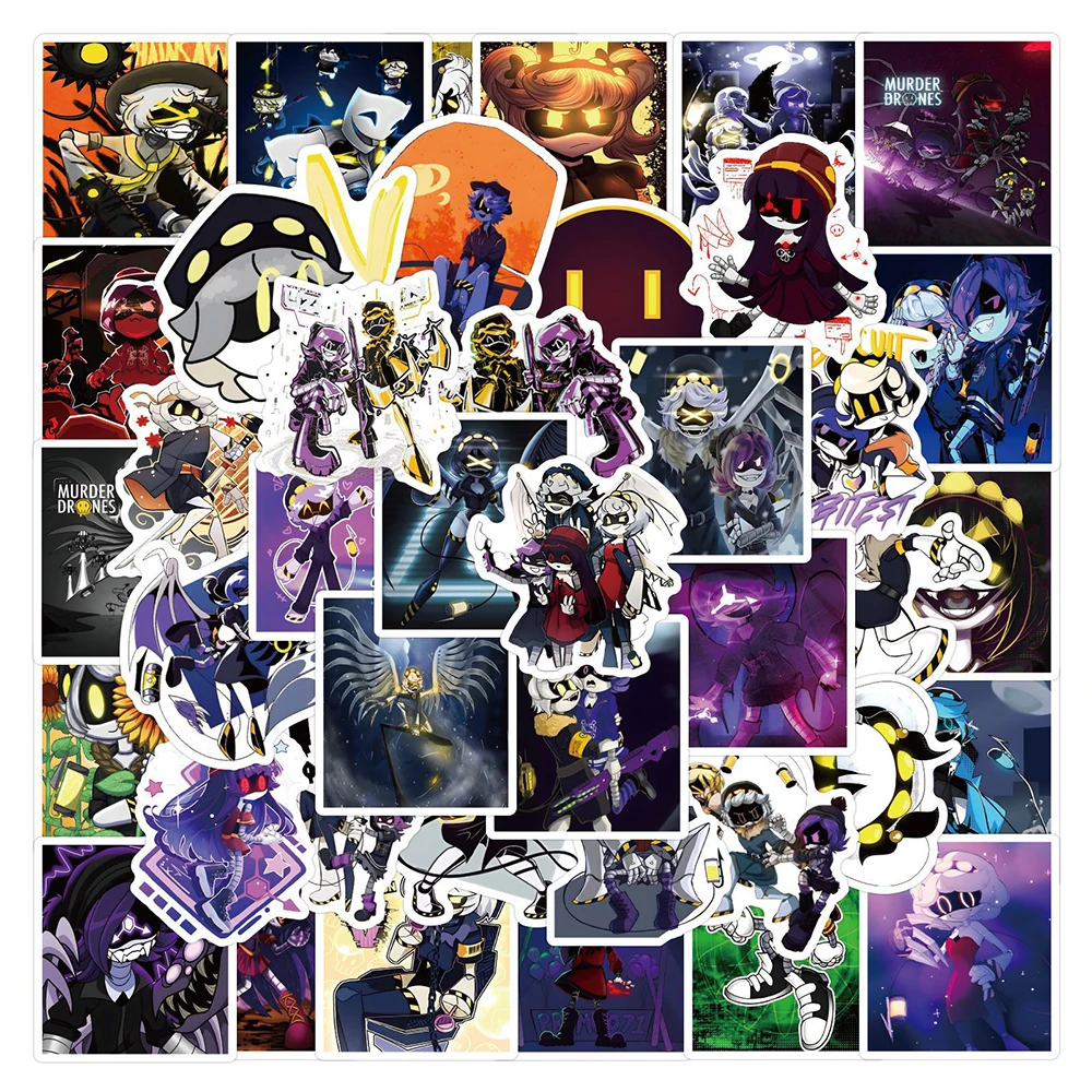 10/30/50/110pcs Cartoon Murder Drones Graffiti Stickers Anime Aesthetic Decals DIY Notebook Suitcase Laptop Waterproof Sticker