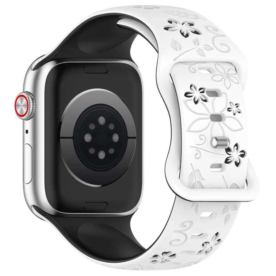 Gesneden bloemenband voor Apple Watch 44mm 40mm 45mm 41mm 42mm 38mm 49mm 45mm IWatch Series 11 10 9 8 7 6 5 4 3 SE Ultra 2 3