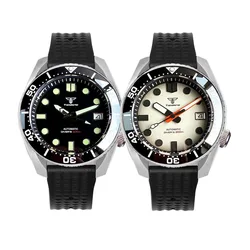 Professional Diving Watch 42.5mm Steel Mechanical Wristwatch Men White Dial with Black Index NH35AA 3.8 Crown Sport Waffle Clock