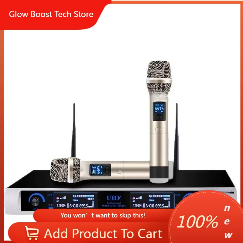 

GBOK-12 Профессиональный беспроводной микрофон KTV Сценический микрофон для конференций Караоке Ручной один на два