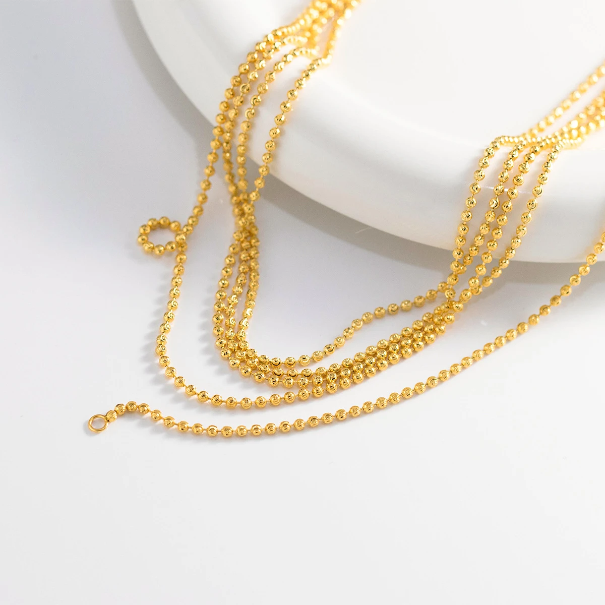 MIQIAO 925 Sterling Silver Bead Necklace Chain Long 40 45 50 55 60CM Wide 2 MM Women\'s Neck Jewelry Fine Ball Diamond Cutting