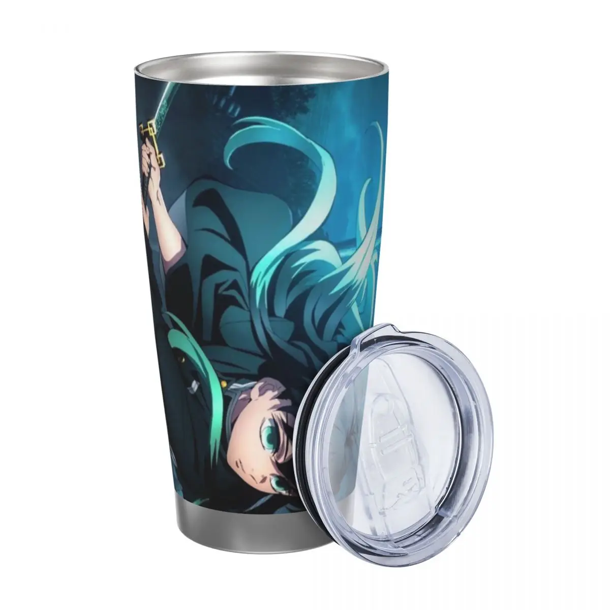 Muichiro Tokito Demon Slayer 20oz Stainless Steel Car Mug Straw Thermal Iced Travel Cup Vacuum Insulated Coffee Hot Cup