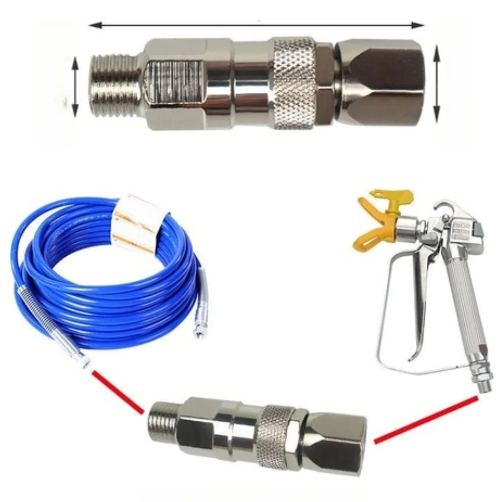 2pcs 1/4 3/8 Thread Paint-Sprayer Swivel Joint 360° Rotation Stainless Steel Anti-Kink High-pressure Hoses Spray Tools Parts