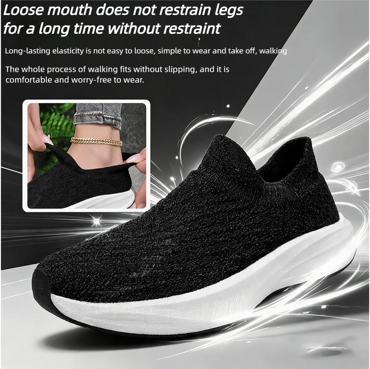 High-Elastic Mesh Breathable Men's and Women's Shoes, Summer Thick-Soled Slip-On Lightweight Sock Shoes, Versatile Couple Walkin view 4