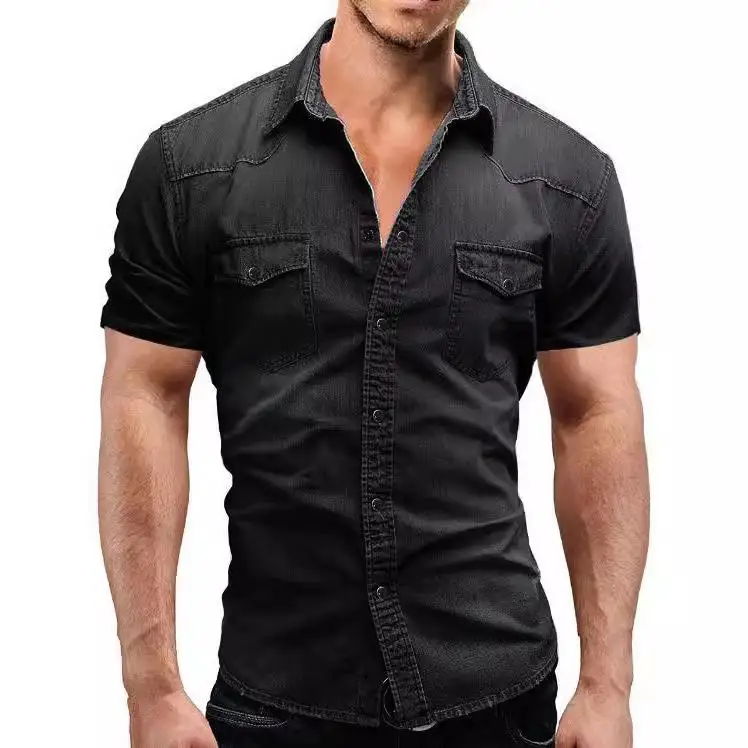 Large Mens Casual Color Denim ortsved irt Cotton Wear Resistant Iron Free Long Sve Briti Sle Collar Inner Wear for...