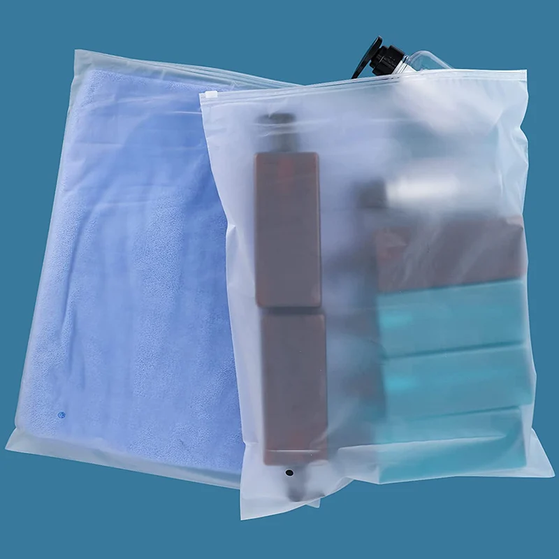 50Pcs Frosted Zipper Poly Bags Plastic Bags For Clothes Tshirt Packing Shipping Zip Bag For Sweater Skirt Organizer Storage Bag