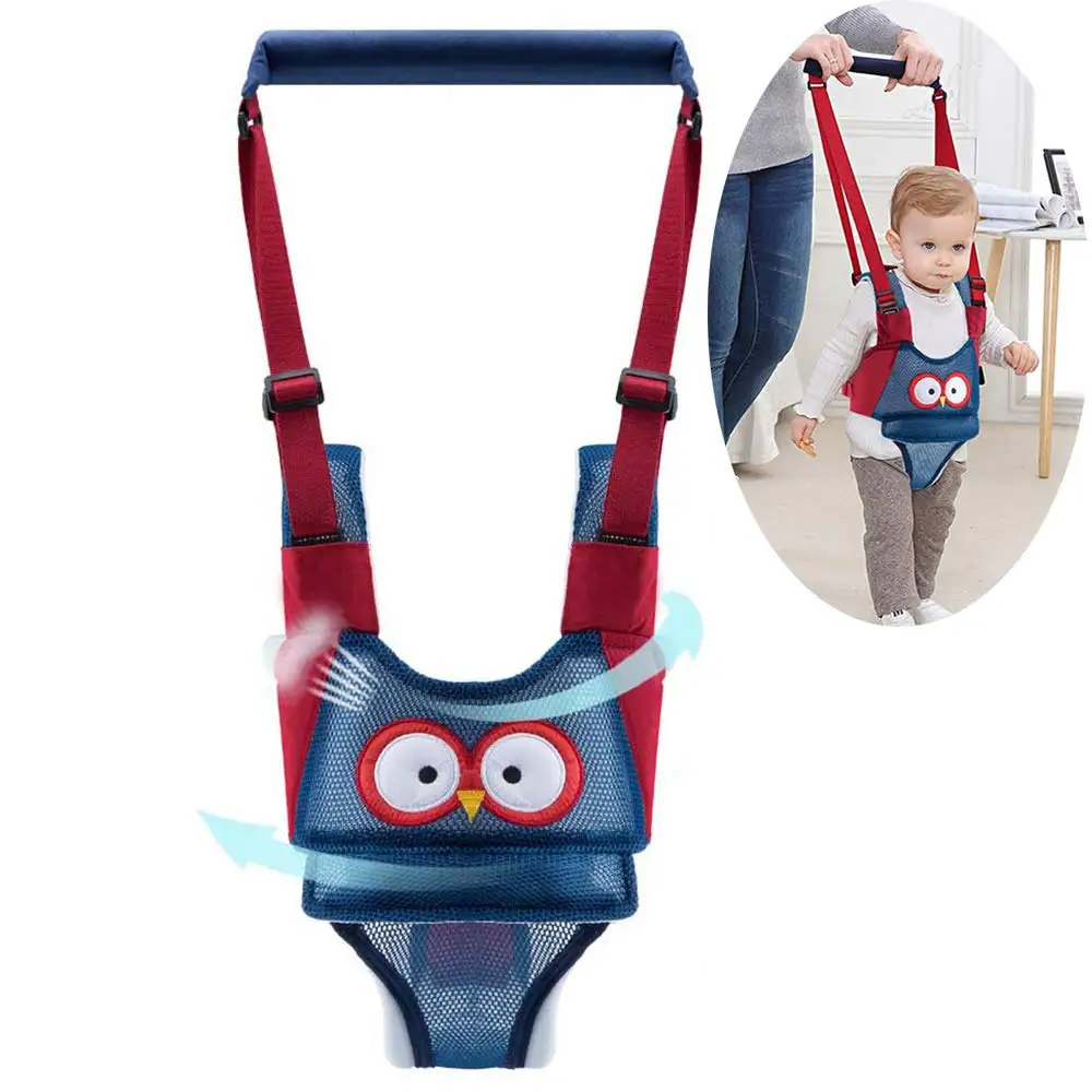 Handheld Baby Walking Harness Belt Infant Walk Helper Assistant Strap Summer Breathable Cartoon Owl Bear Pig Pattern 3 Phase