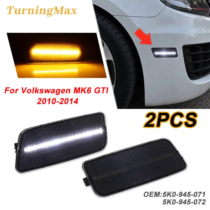 White LED Front Side Marker Indicator Lights For Volkswagen MK6 GTI 2010-2014 Front Side Fender Parking Light 5K0-945-071