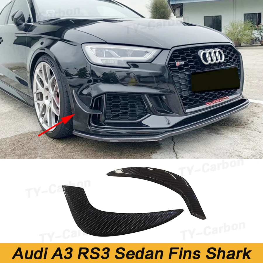 

Carbon Fiber FRP Front Bumper Air Vent Side Canards Trims For Audi RS3 Sedan Fins Shark Style Decoration Stickers 2017-2019