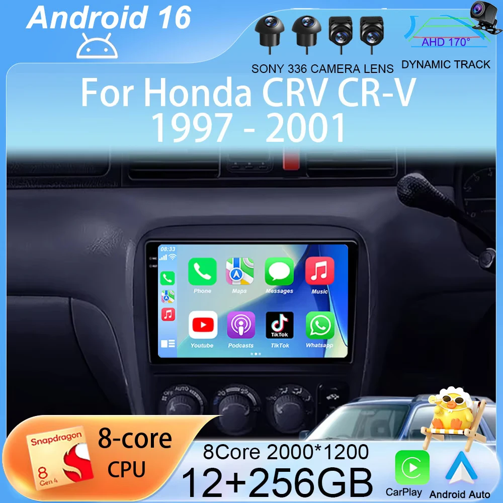 

Автомагнитола Android 16 Carplay для Honda CRV CR-V 1997-2001, мультимедийный видеоплеер, GPS-навигация, автомагнитола, стереосистема 2 Din DSP