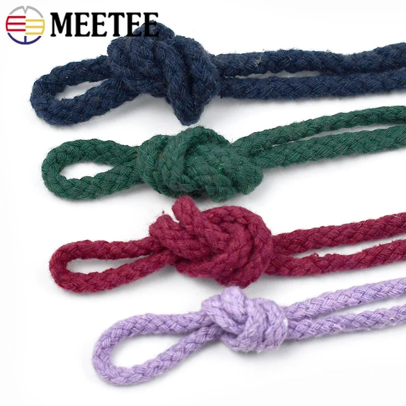 Cordón de algodón de 10M y 5/7mm para coser cuerda trenzada, correa para bolsa, cordones tejidos, cuerdas decorativas textiles para el hogar, accesorios artesanales