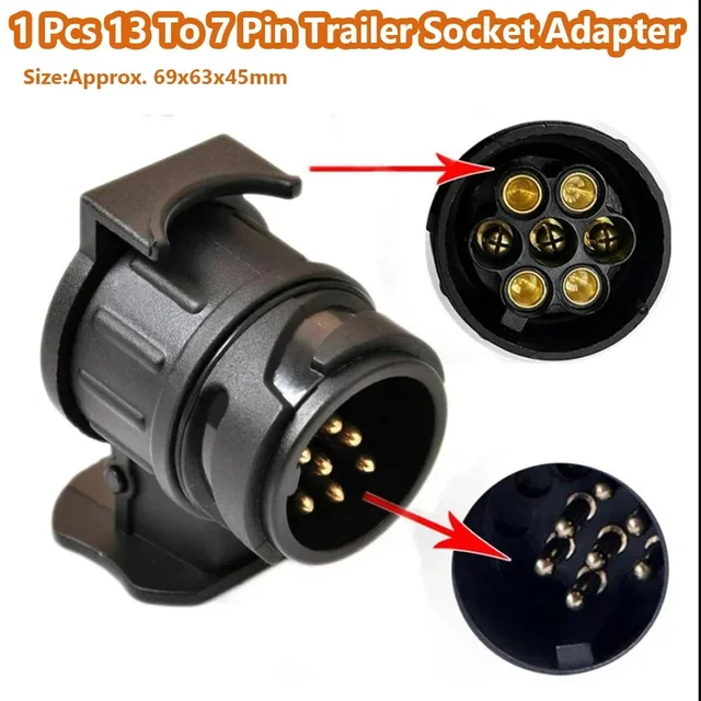 Trwały adapter wtyczki 13 do 7 pinów Złącze przyczepy 12 V Hak holowniczy Wodoodporny adapter gniazda