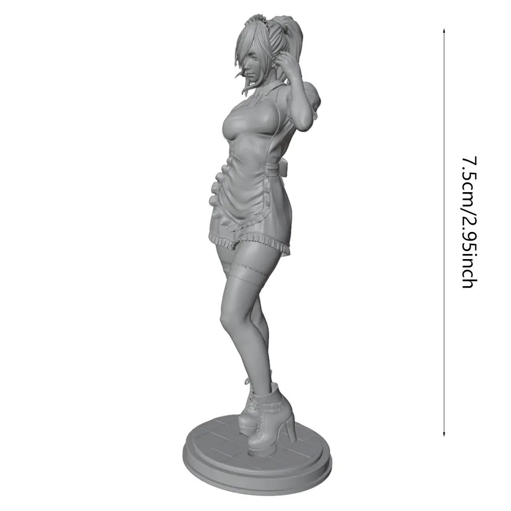 Long-Haired Waiter with a Gun Costume 1/24 Miniature Resin Statue 75mm Handmade Model Kit, 3D Printed, Unpainted Resin Model That Requires Hand Painting. Resin Statue Is an Ideal Gift for Christmas or Halloween, Showcasing Hand-Painted Artistic Style. Collectible Miniature | Complex Designs |   3D Printing Model