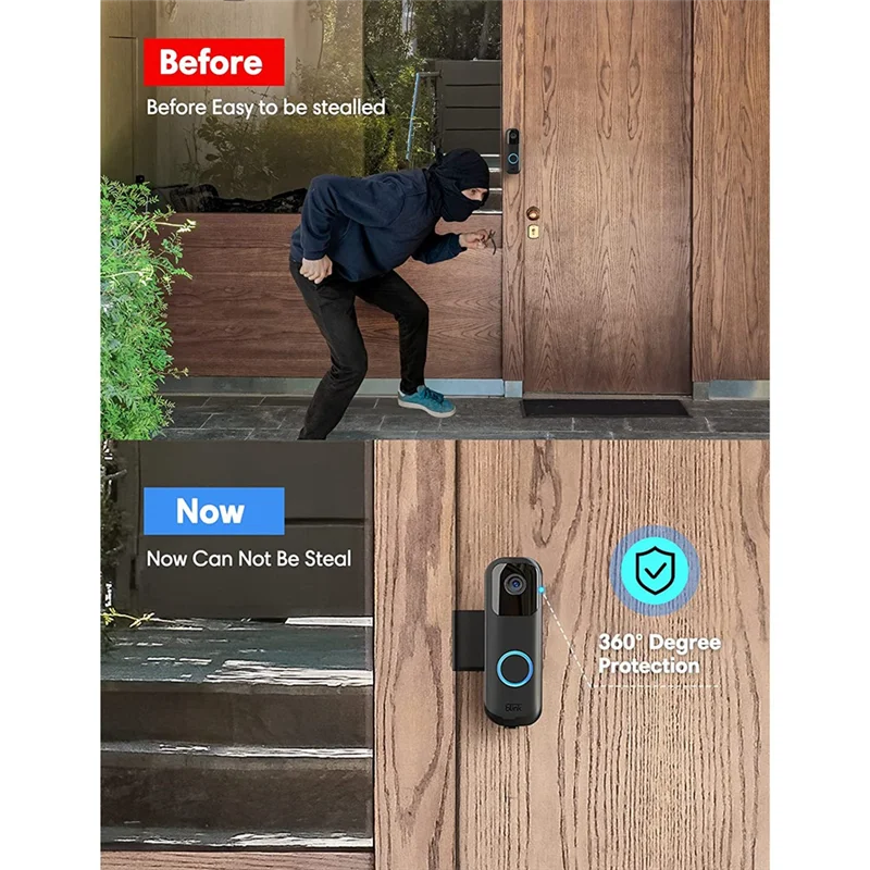 Anti-Theft Video Doorbell Door Mount, Video Camera Doorbell Mount for Apartment Renters Home, Fit for Doorbell Camera