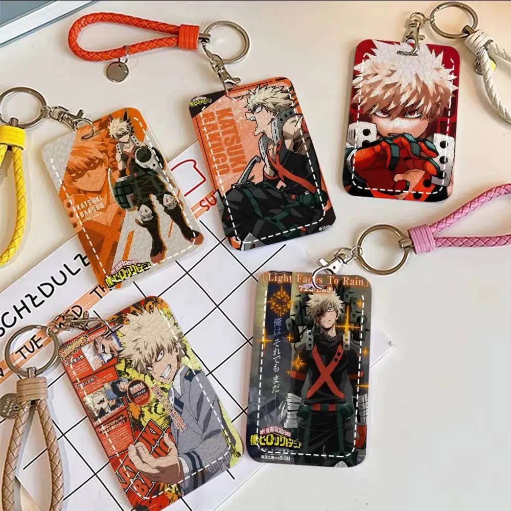 

Anime Bakugo Katsuki Card Holde Applicable To Credit Cards Bus Card Soft Leather Rectangular Keychain Protective Cover