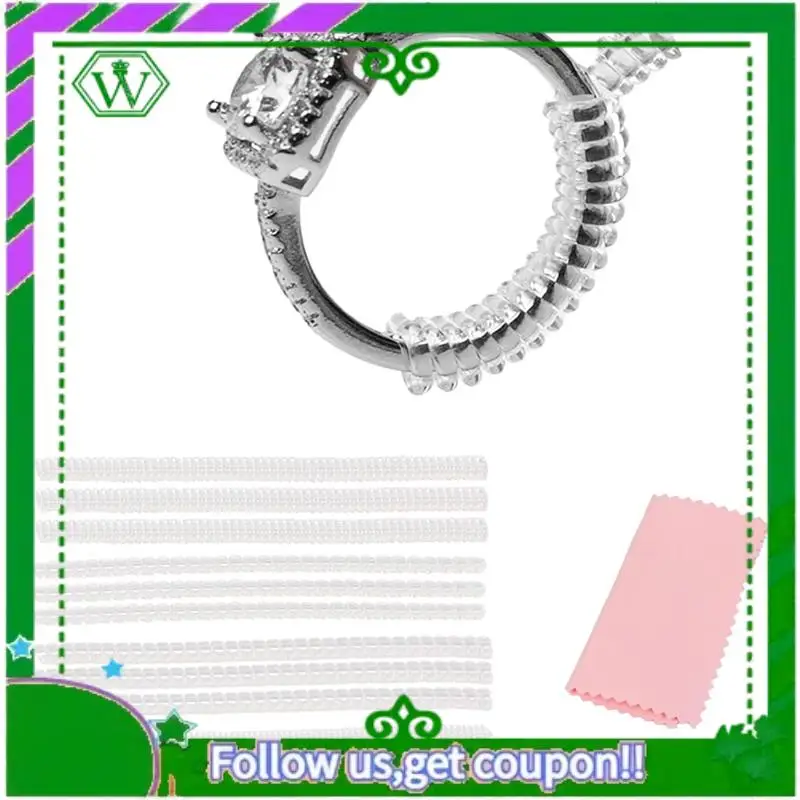 

A18P-4 Sizes Ring Size Adjuster, Spiral Band Sizer 12 Pack, Ring Guard Clear TPU For Loose Rings, For Women Men