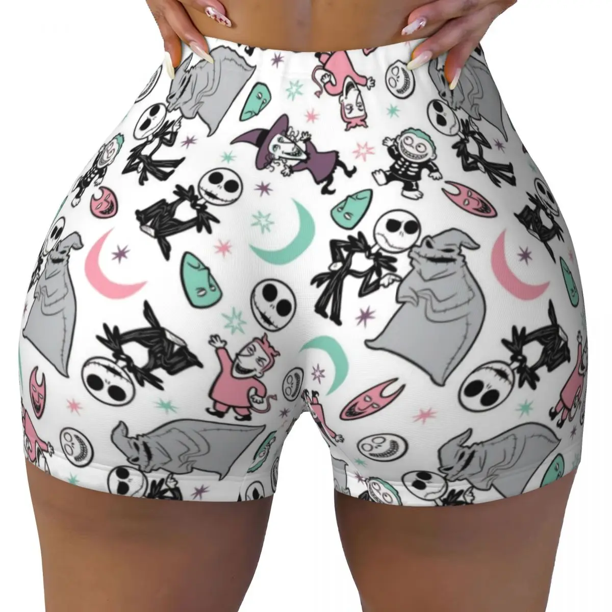 

Custom Women's The Nightmare Before Christmas Workout Yoga Shorts Athletic Gym Biker Running Shorts