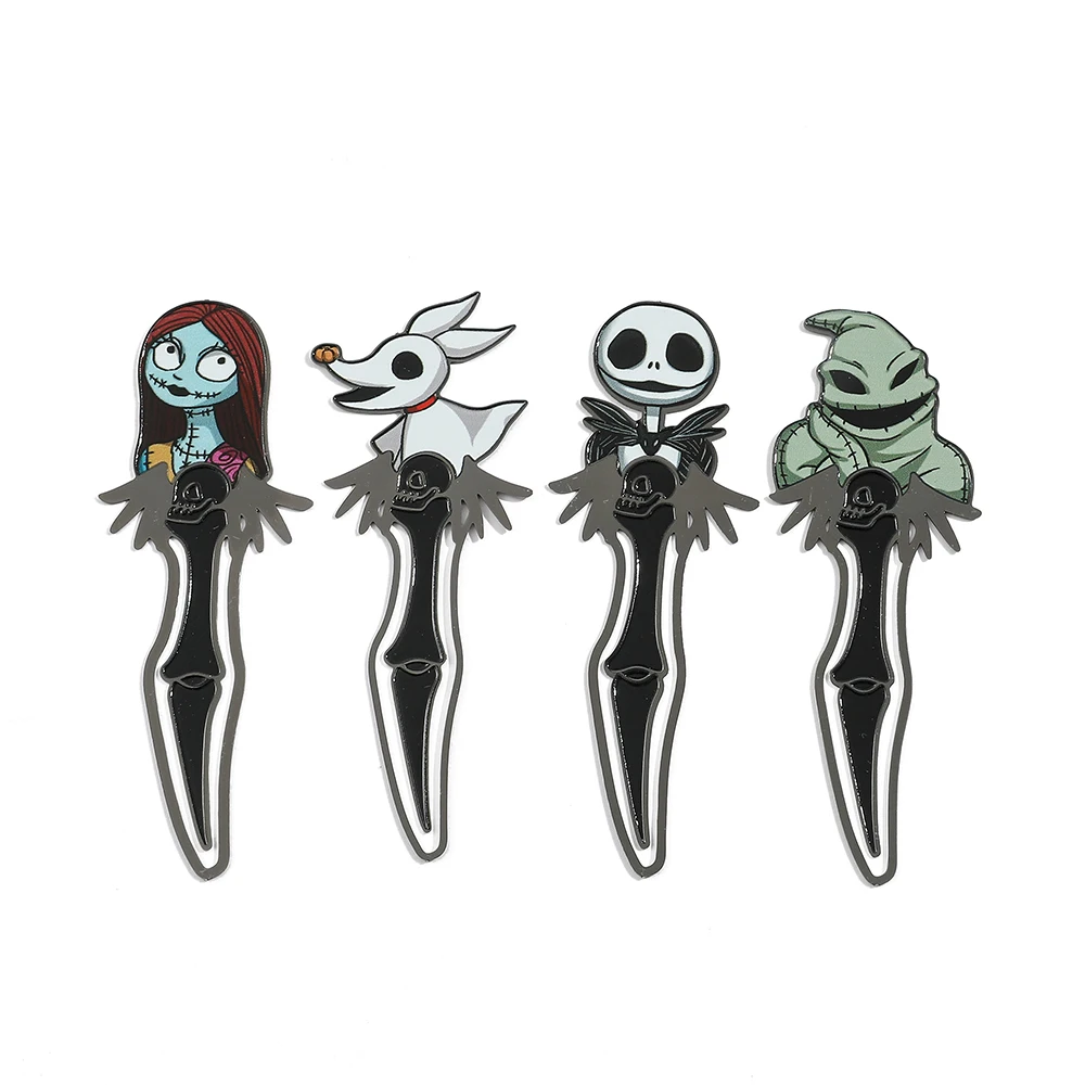 Nightmare Before Christmas Figure Bookmarks for Disney Movie Fans Gothic Jack Sally Zero Oogie Boogie Book Page Clip Marks Gifts