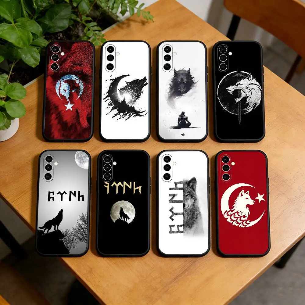 

Turk Wolf Turkey Flag Phone Case For Samsung Galaxy A73,A72,A71,A70,A53,A52,A51,Others Soft Black Cover