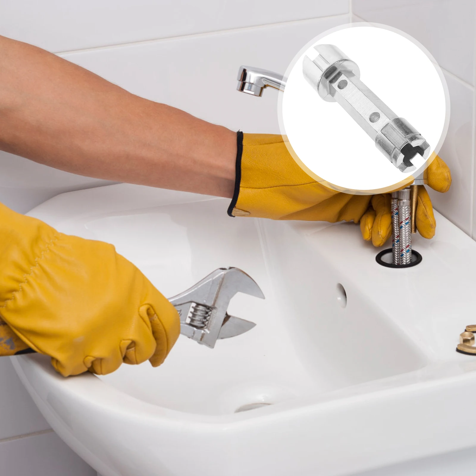 

Drain Wrench Set Plumbing Tool For Tight Spaces Stainless Steel Basin Wrench Sink Faucet Repair Spanner Under Sink Plumbing