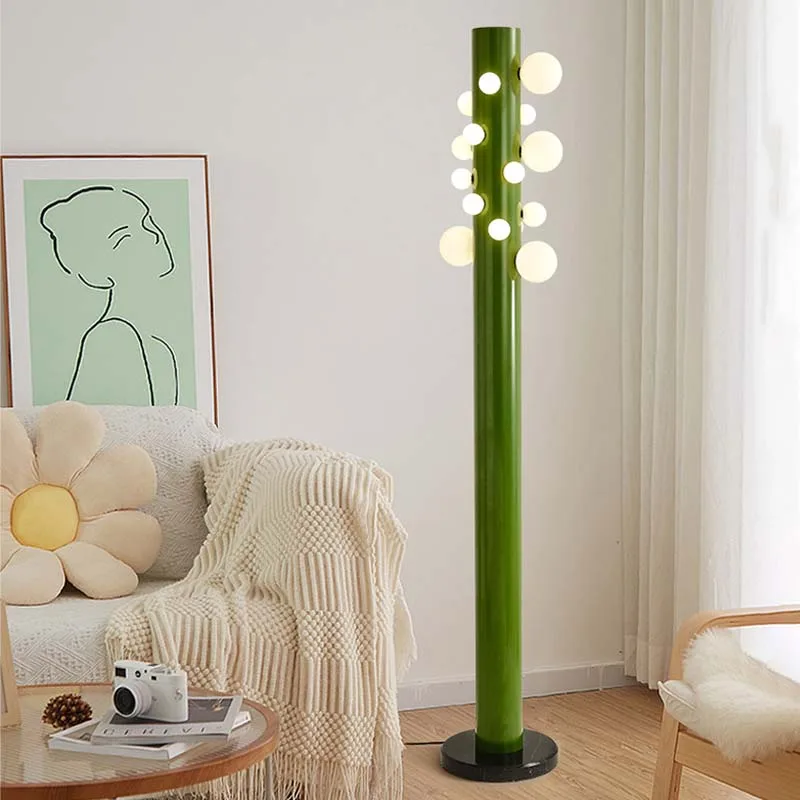LED Modern Floor Lamp Postmodern Minimalist Wood Grain Glass Creative Living Room Sofa Next To Bedroom Homestay Creative Lamp