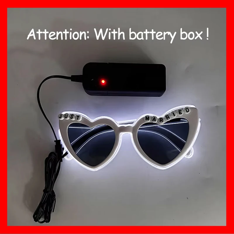 LED Just Married Glasses Wedding Party Bridal Shower Bride To Be Gift Wedding Decorations For Ceremony Light Married Sunglasses
