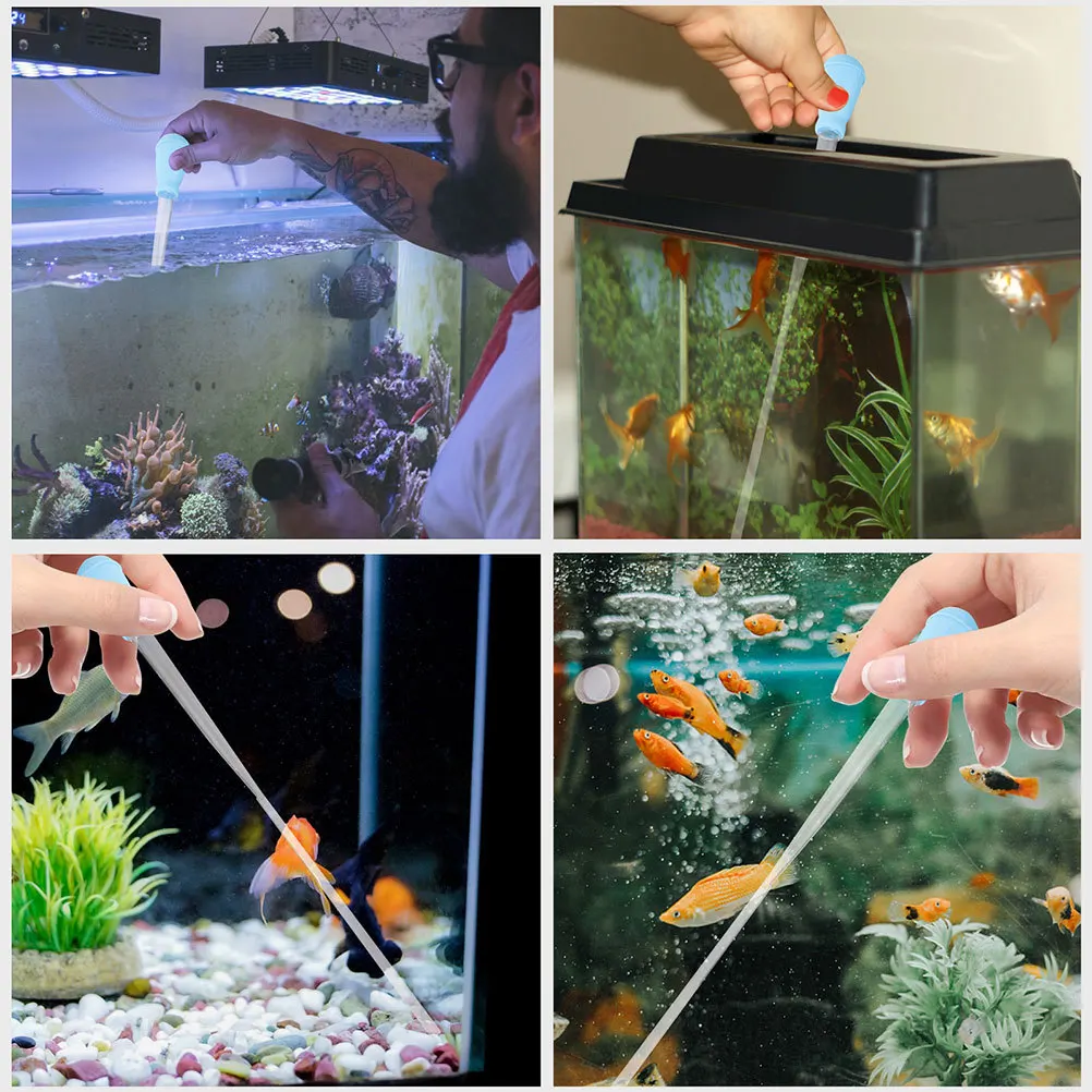 

2Pcs Aquarium Fish Tank Cleaner Manual Gravel Waste Removal Pump Tool Portable for Small Tank Water Change Fish Cleaning Device