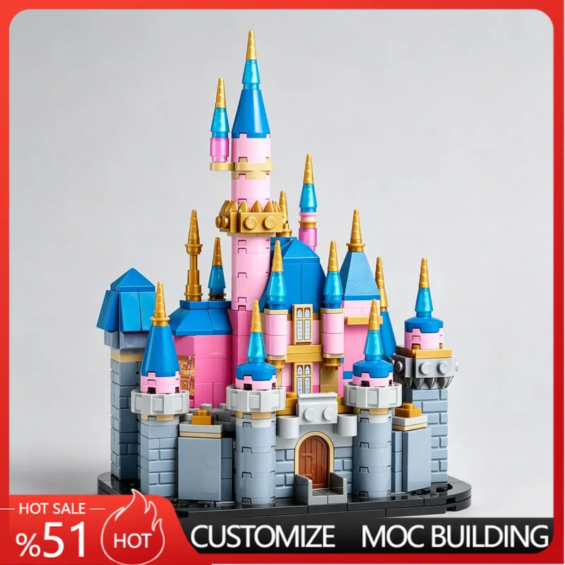 

528 PCS Mini Pink Blue Castle Building Blocks Model Assembly Educational Toy Gift For Girls funs Festival Home Decor Collection