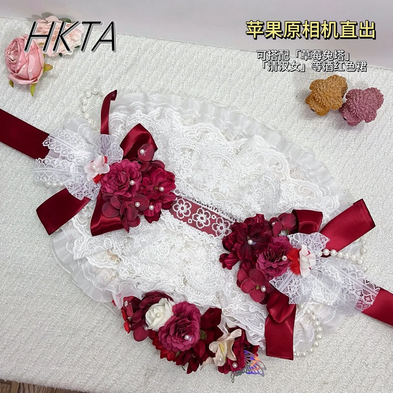 Original eclético morango pastoral lolita chapéus feminino meninas foto-pronto rpg lolita bnt chapéu doce floral palha boné