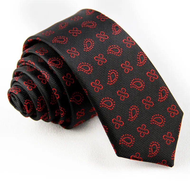 Men's Hand-Tied Narrow Tie 6cm (2.36inch) Small Paisley Polyester Black Red Blue Multi-Color Business Wedding Conference Speech Suit Accessories