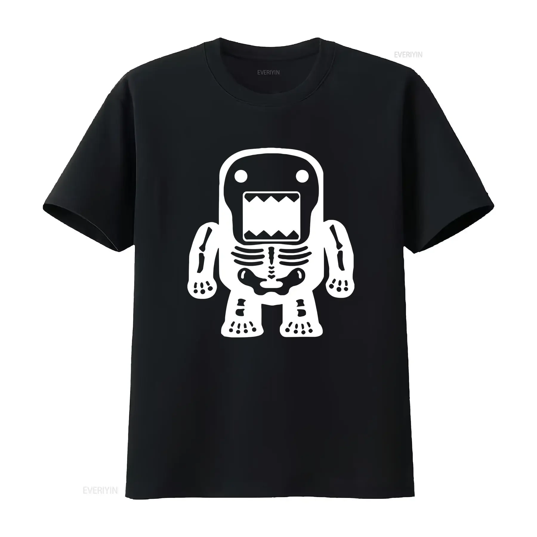 

Черная футболка X Ray Domo Kun, винтажная стираная модная стильная эластичная дизайнерская одежда унисекс с графическим рисунком, повседневная, удобная