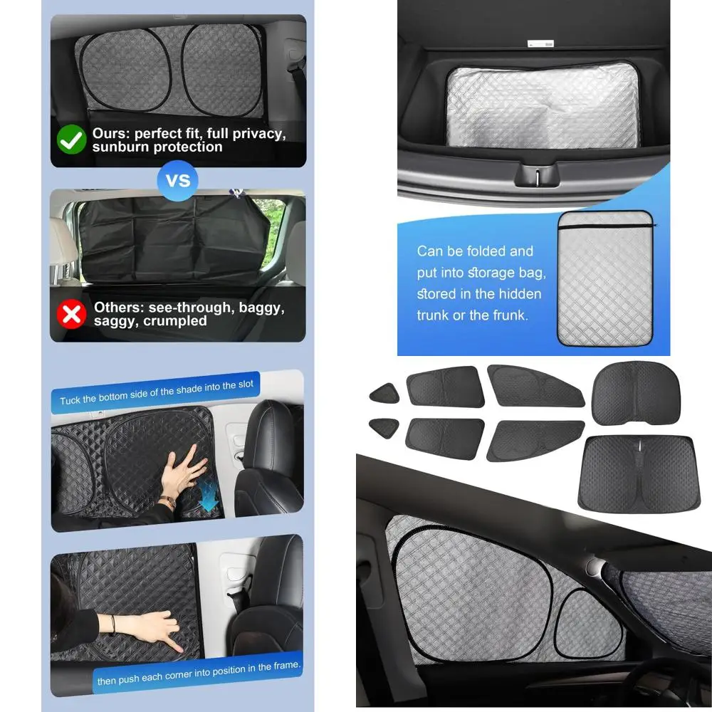 

8PCS Upgraded for Tesla Model Y Window Shade Covers Thicker 5-Layer Material Sun Darker Windshield Sunshade Side Window Privacy
