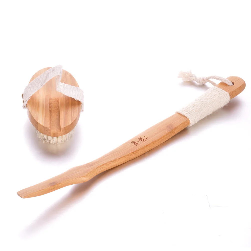 

1pc Natural Bristles Body Long Handle For Shower Bath Exfoliating Skin Care Deep Cleaning Tool Body Care Brush Shower Brush